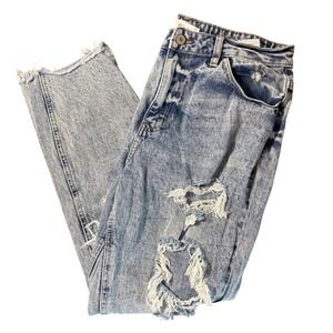 KanCan Jenna Distressed Acid Wash Straight Leg Jeans Size 11/29